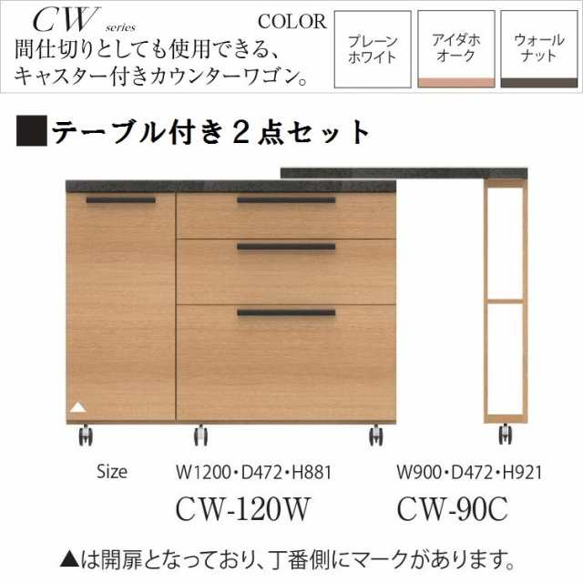 パモウナ カウンターワゴン 完成品 キッチン 家電収納 背面化粧 CW