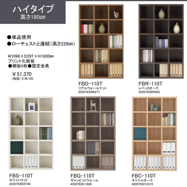 ミドルシェルフ ラチス A4ファイル収納 業務用 幅110cm 高さ145cm 完成品 オープンラック 頑丈 本棚 リアルウォールナット色 FFD-110M