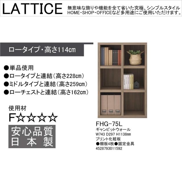 ミドルシェルフ ラチス A4ファイル収納 業務用 幅110cm 高さ145cm 完成品 オープンラック 頑丈 本棚 リアルウォールナット色 FFD-110M