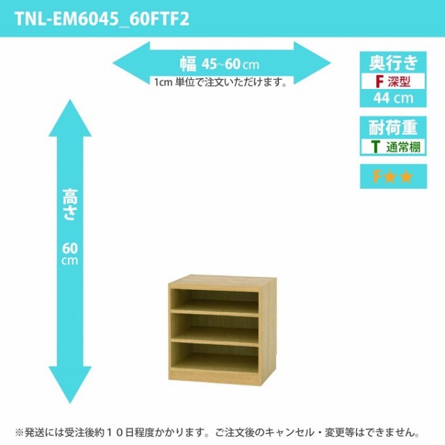 タナリオ 幅45から60cm 奥行44cm 高さ60cm TNL-EM6045_60FTF2 奥深型 オーダー 国産 整理棚 収納家具 フリーラック 全段移動棚