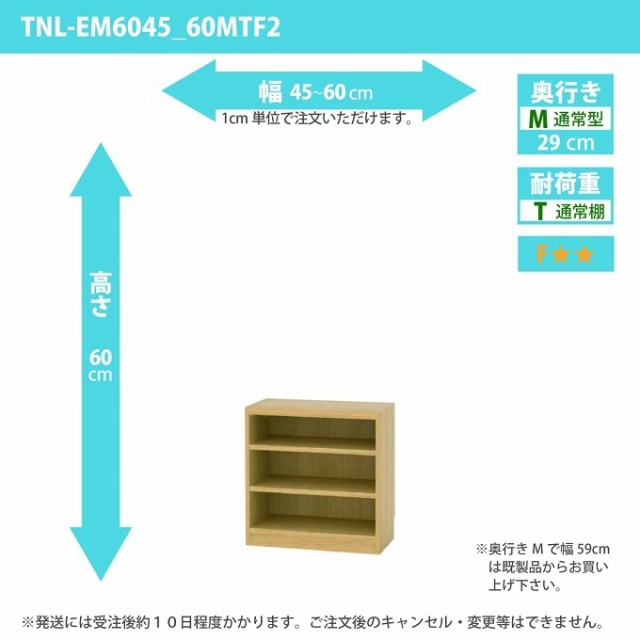 タナリオ 幅45cm-60cm 奥行29cm 高さ60cm 奥通常 オーダー 多目的家具 収納整理 シェルフ フリーラック 全段可動 TNL-EM6045_60MTF2