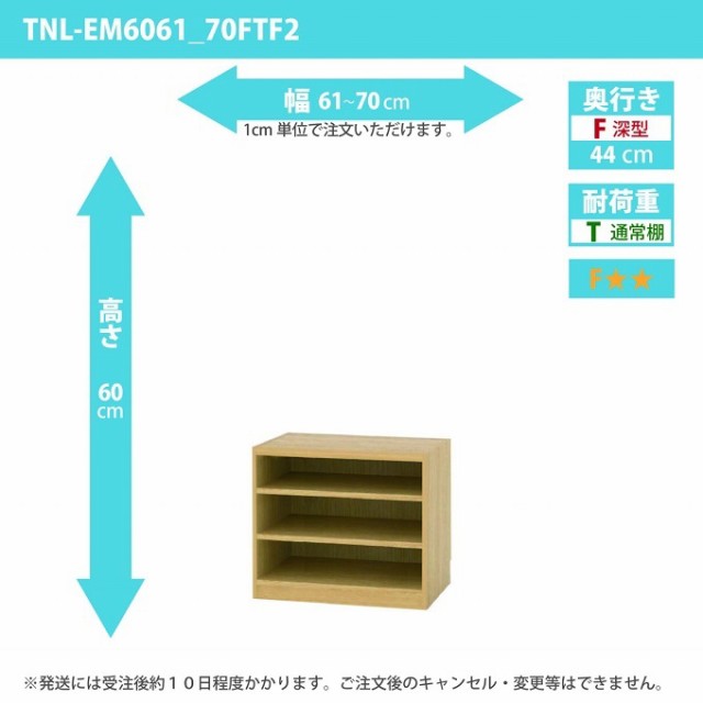 タナリオ 幅61から70cm 奥行44cm 高さ60cm TNL-EM6061_70FTF2 奥深型 オーダー 国産 整理棚 収納家具 フリーラック 全段移動棚