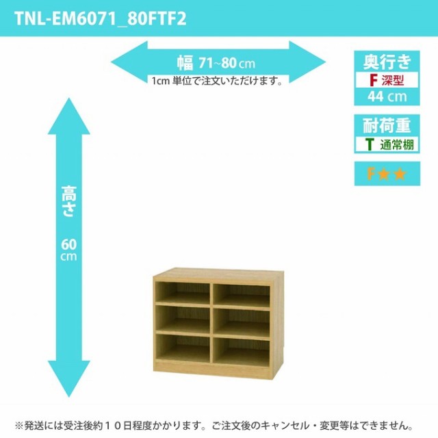 タナリオ 幅71から80cm 奥行44cm 高さ60cm TNL-EM6071_80FTF2 奥深型 オーダー 国産 整理棚 収納家具 ワイドラック 全段移動棚