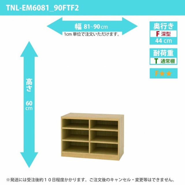 タナリオ 幅81から90cm 奥行44cm 高さ60cm TNL-EM6081_90FTF2 奥深型 オーダー 国産 整理棚 収納家具 ワイドラック 全段移動棚