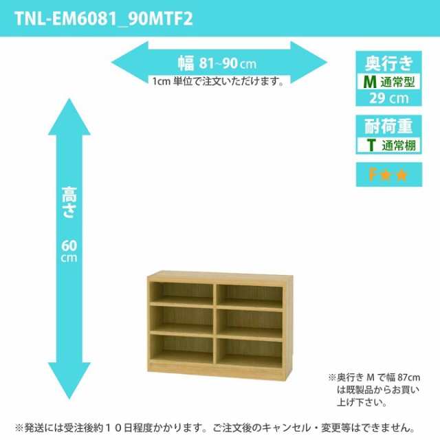 タナリオ 幅81cm-90cm 奥行29cm 高さ60cm 奥通常 オーダー 多目的家具 収納整理 シェルフ ワイドラック 全段可動 TNL-EM6081_90MTF2