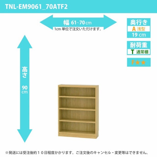 タナリオ 幅61カラ70cm 奥行19cm 高さ90cm 奥浅型 オーダー シェルフ 多目的棚 セイリ収納 フリーラック 全段可動 TNL-EM9061_70ATF2