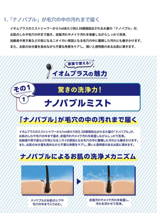 ディープクレンジングミストシャワー IO霧+ イオムプラス HANDY SHOWER 節水 ウルトラファインバブル_3