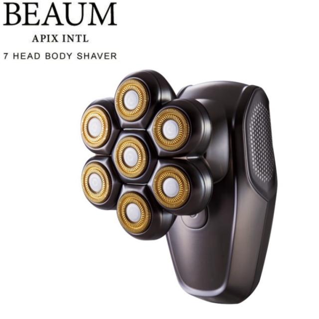 アピックス メンズグルーミング BEAUM 7ヘッドボディシェーバー ASV-B07 グレー 脱毛 ムダ毛ケア 水洗いOK 自動研磨機能 APIX INTL ビューム 7 Head Body Shaver メンズボディシェーバー