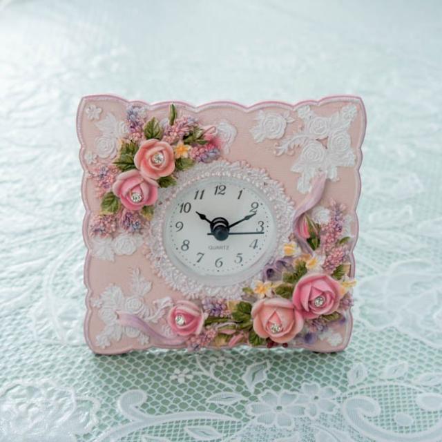 置時計 クロック フローラルローズ ピンク ベージュ かわいい 薔薇の通販はau Pay マーケット Withheart薔薇とレースと天使のお店