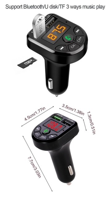 FMトランスミッター Bluetooth 充電器　充電　二台同時充電　音楽再生　ハンズフリー　スマホ シガーソケット　SDカード　 USB 　車載　2