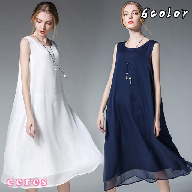 ワンピース レディース服 30代 40代 50代 ノースリーブ カジュアル きれいめ ゆったり シフォンの通販はwowma Ceres