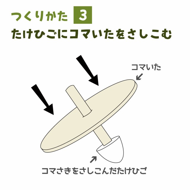 差し込むだけ!簡単工作コマ 3個セット 工作キット / 木工 手作り