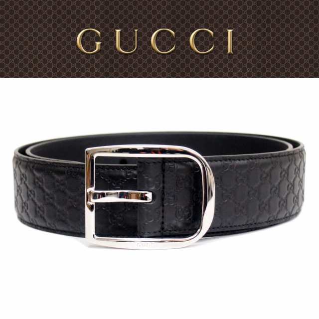 送料無料!!【28】GUCCI グッチ ブラック マイクログッチシマ GG レザー ベルト [449716]｜au PAY マーケット