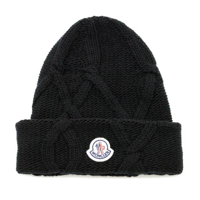 MONCLER ブラック ニット帽 新品タグ付き MONCLER ブラックニット帽 ポンポン付き - メルカリ
