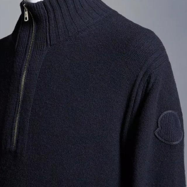 送料無料 14 MONCLER モンクレール 9F00002 M1241 ネイビー ハイネック ニット セーター_3
