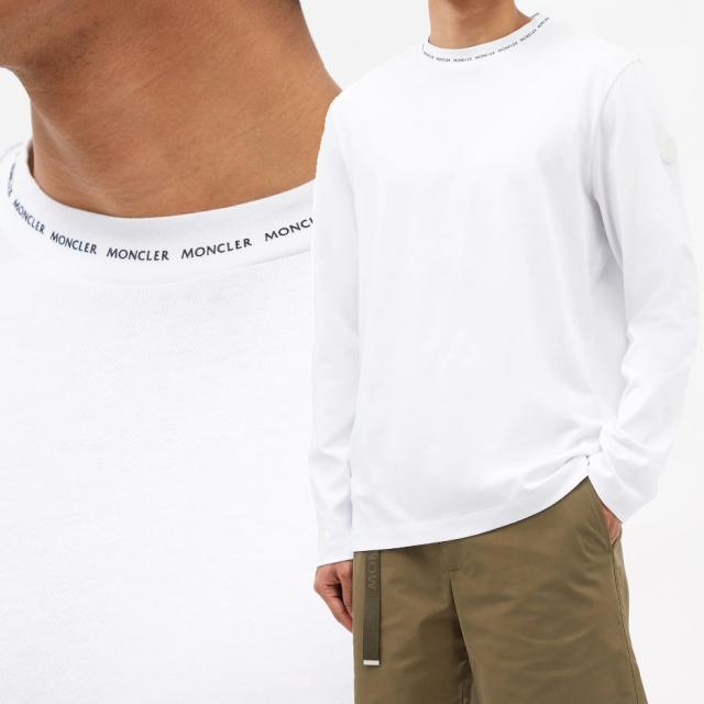 MONCLER 長袖カットソー ホワイト MONCLER モンクレール 長袖 Tシャツ カットソー ロンT