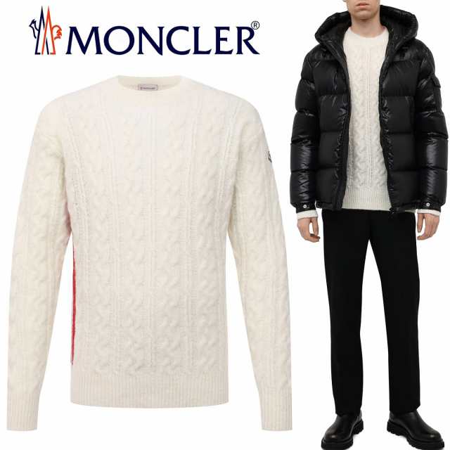 送料無料!!33 MONCLER モンクレール ホワイト 9C00008 M1211 クルーネック アルパカ混合 セーター