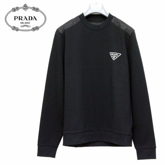 送料無料 2 PRADA プラダ UJL21A 10UF ブラック ロゴ スウェット トレーナー