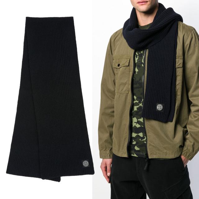 送料無料 6 STONE ISLAND ストーンアイランド 7715N15B5 V0029 ブラック マフラー SCIARPAの通販は