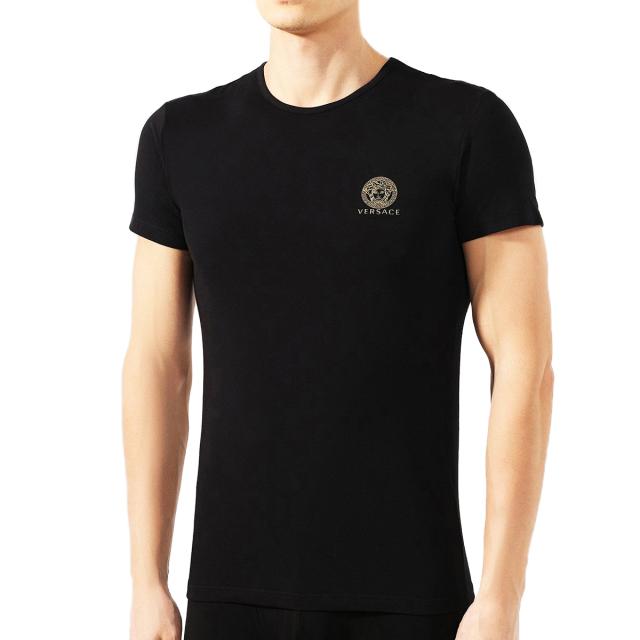 送料無料!!12 VERSACE ヴェルサーチ AU10193 ブラック ホワイト メデューサ クールネック 2枚セット 半袖 Tシャツ_1