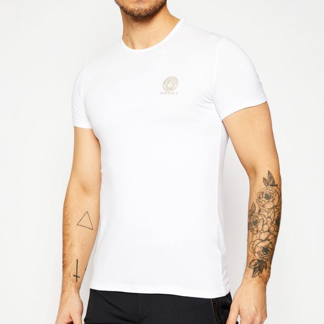 送料無料!!12 VERSACE ヴェルサーチ AU10193 ブラック ホワイト メデューサ クールネック 2枚セット 半袖 Tシャツ_3