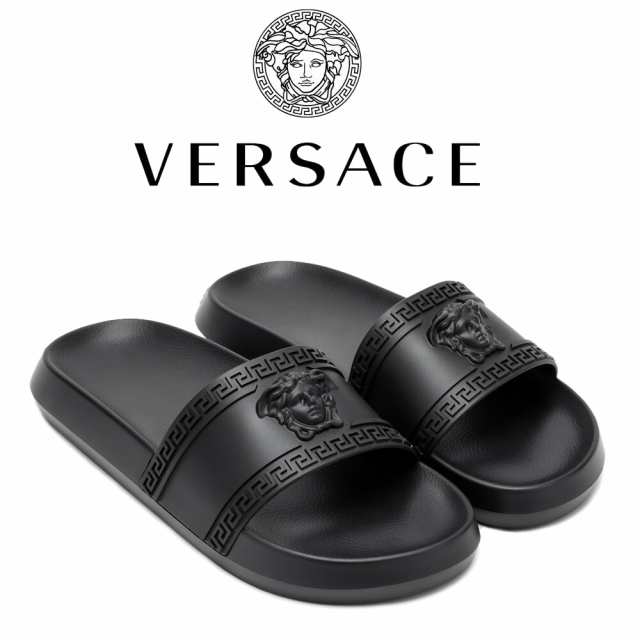 靴/シューズヴェルサーチ VERSACE メデューサ スライダーサンダル 靴 シャワーサンダル プールサンダル サンダル ラバー ブラック