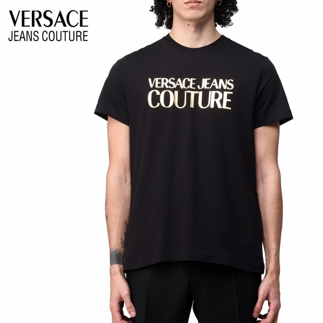 送料無料 1 VERSACE JEANS COUTURE 74GAHT01 CJ00T ブラック Tシャツ