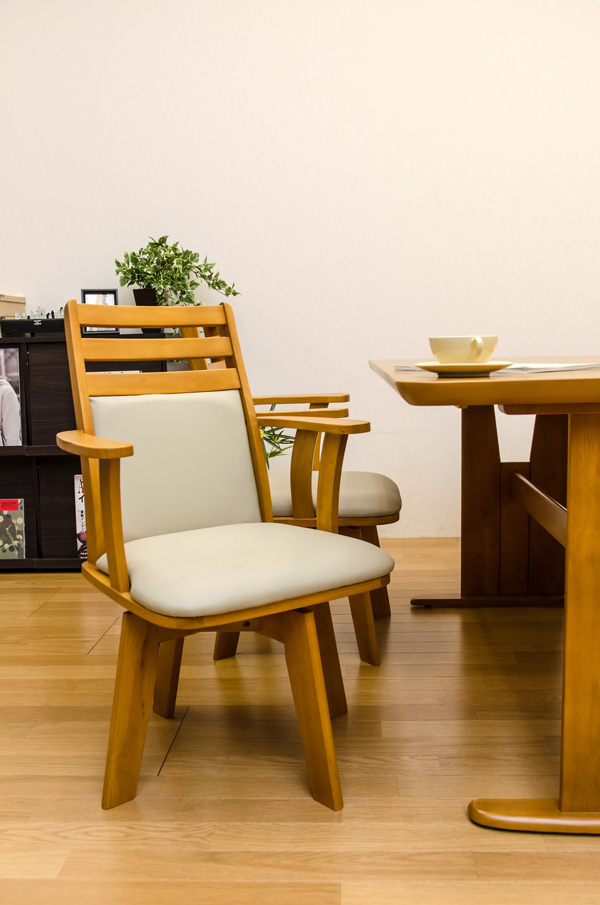 BENSONダイニングチェア ライトブラウン 座面回転式 BH-04CLBR PVCレザー