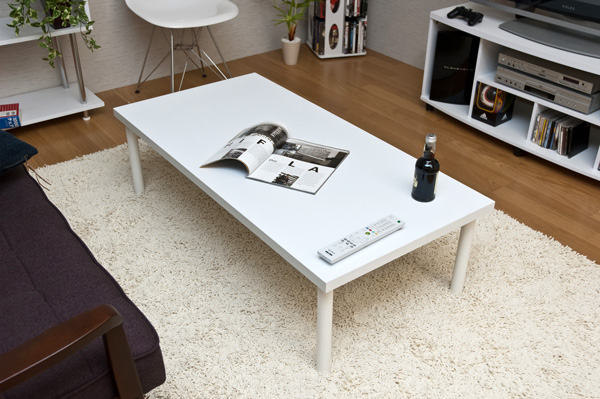 フリーローテーブルTZ-1260　WH（ホワイト）  120×60cm   PC机 ( 作業台 PCデスク センターテーブル ローテーブル ちゃぶ台 の通販は