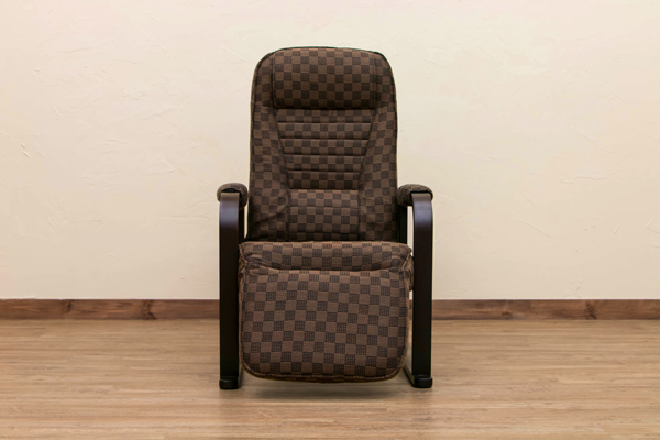 レバー式リクライニングチェア フット付き S3-07 ブラウン（BR） 肘