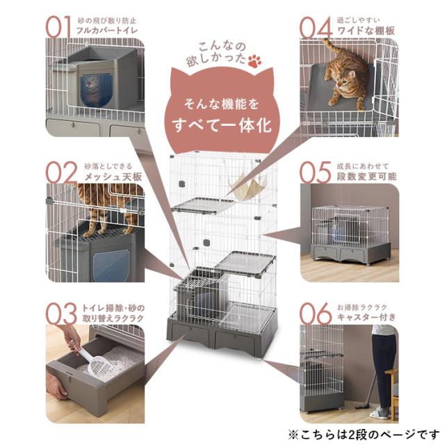 新品猫 ケージ 2段 キャスター付き トイレ付き キャットケージ 726-200 猫 ケージ 2段 キャスター付き トイレ付き キャットケージ