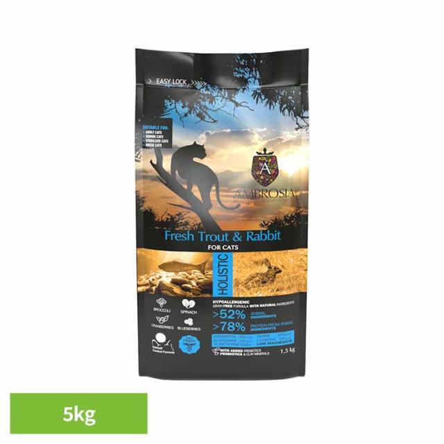 アンブロシア キャットトラウト＆ラビット5kg 522125000 【B】 トラウト 鱒 ウサギ ラビット 高たんぱく グレインフリー 超小粒 低脂肪 超小粒 泌尿器 送料無料