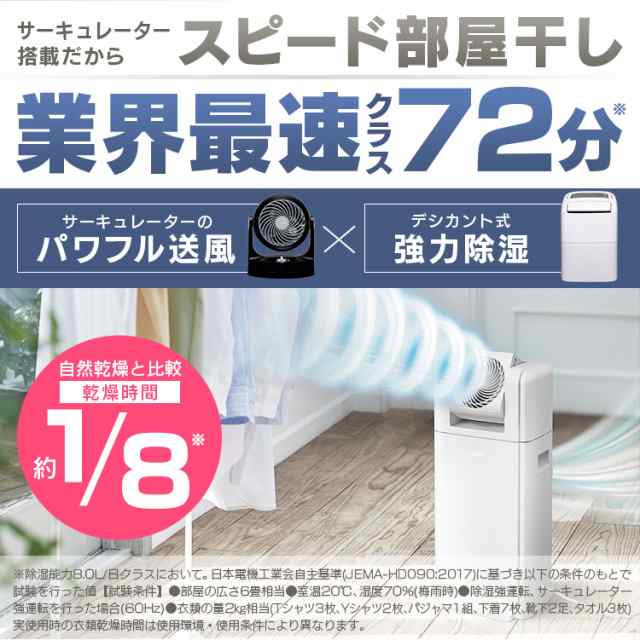 サーキュレーター衣類乾燥除湿機 8L IJDC-K80 除湿機 除湿器