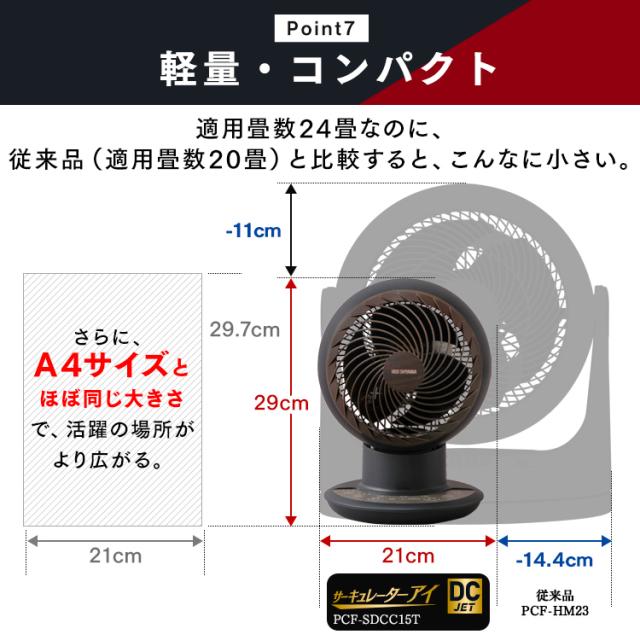 サーキュレーター 15cm サーキュレーターアイ DC JET 15cm KCF-SDCC151T-B ブラック 首振り 衣類乾燥 換気 扇風機 冷房 送風 首ふり 空気循環 部屋干し コンパクト 軽量 アイリスオーヤマ 送料無料_13