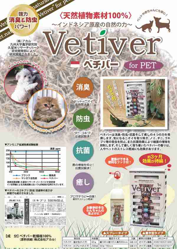 消臭 防虫 ベチバー スプレー 0ml ペット 犬 猫 防虫剤 Vｅｔｉｖｅｒ Tc Pet館 ペッの通販はau Pay マーケット Pet館 ペット館