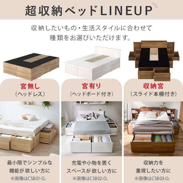 ＼組立設置サービス込み／ ベッド ダブル 収納 大容量 超収納 引出し 8個 棚 2口コンセント 布団 洋服 小物収納 ベット フレーム ヘッドボード 宮付き ハイタイプ チェストベッド 新生活 収納付ベッド 超収納ベッド アイリスオーヤマ CSB02-D * (HS)_1