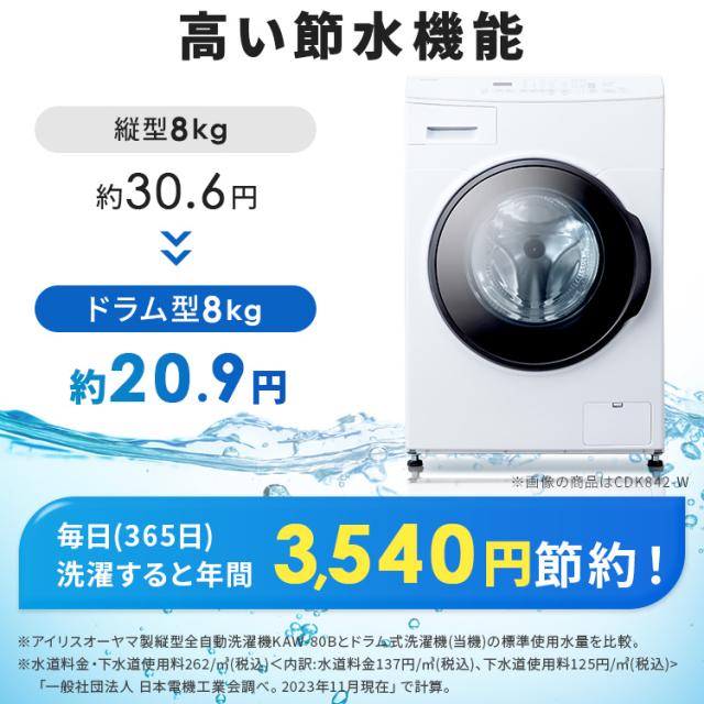 ドラム式洗濯乾燥機 8kg4kg FLK842-W 洗濯機 全自動洗濯機 洗濯乾燥機 乾燥機 ドラム式 左開き 8kg 4kg 温水 温水洗浄 4967576599740 アイリスオーヤマ 送料無料_8