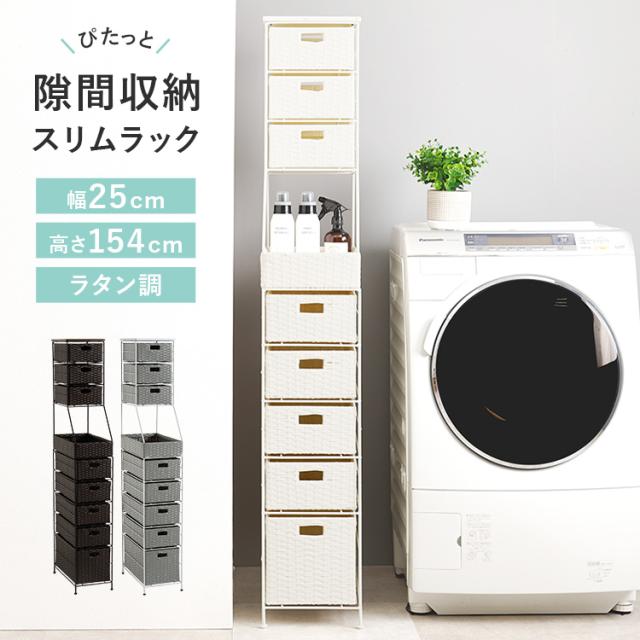 スリムラック すき間収納 ランドリー 収納 洗面台 コンパクト 薄型 防水 脱衣所 サニタリー ランドリーチェスト 幅25cm RAN-2461DBR [代引不可] 【B】 スリムラック すき間収納 ランドリー 収納 洗面台 コンパクト 薄型 防水 脱衣所 サニタリー 送料無料
