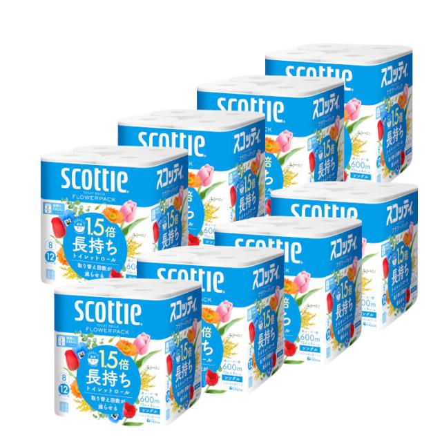 8 ロール scottie トイレットペーパー スコッティ フラワーパック 3倍巻 トイレットペーパー シングル 8ロール オンラインショップ