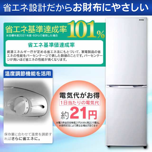 ★500円OFFｸｰﾎﾟﾝ有り★ 冷蔵庫 2ドア 大型 新生活 一人暮らし アイリスオーヤマ 162L 大容量 冷凍室 冷蔵 冷凍 スマート スリム ノ