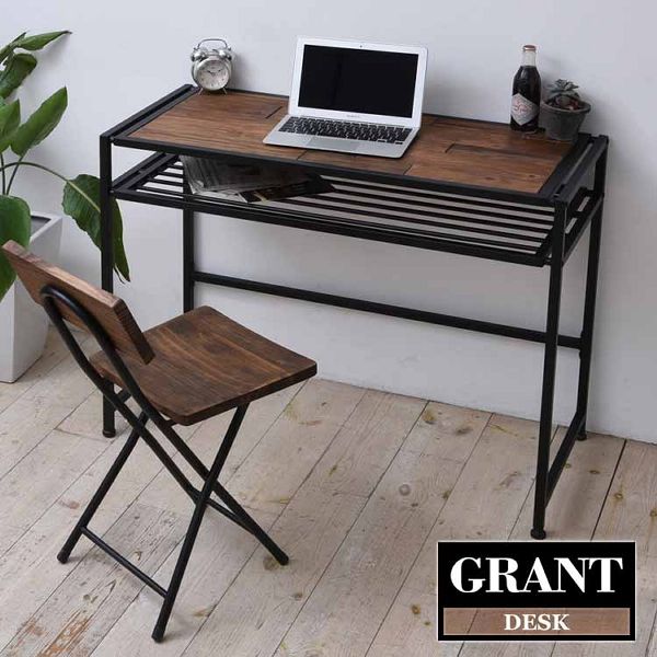 GRANT デスク GRD-100 [代引不可]【B】 デスク テーブル パソコンデスク 作業机 テレワーク おしゃれ ヴィンテージ風 ビンテージ風 木製 アイアン 北欧 GRANT 送料無料