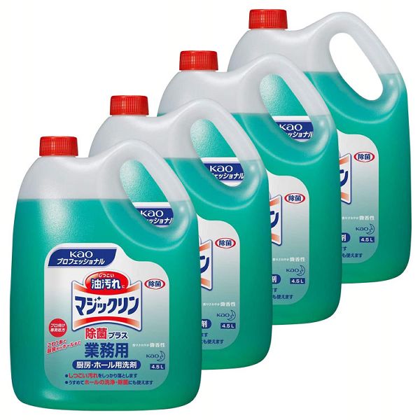 【4個セット】マジックリン 除菌プラス 4.5L 業務用 洗剤 厨房 ホール 送料無料 除菌 微香性 Kao 4本セット プロフェッショナル 油汚れの通販は