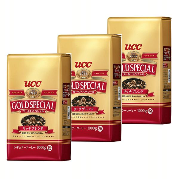 ［3個セット］UCC ゴールドスペシャル リッチブレンド 1000g UCC コーヒー レギュラーコーヒー コーヒー豆 ペーパードリップ 上島珈琲 粉 ユーシーシー 大容量 香り コク 送料無料