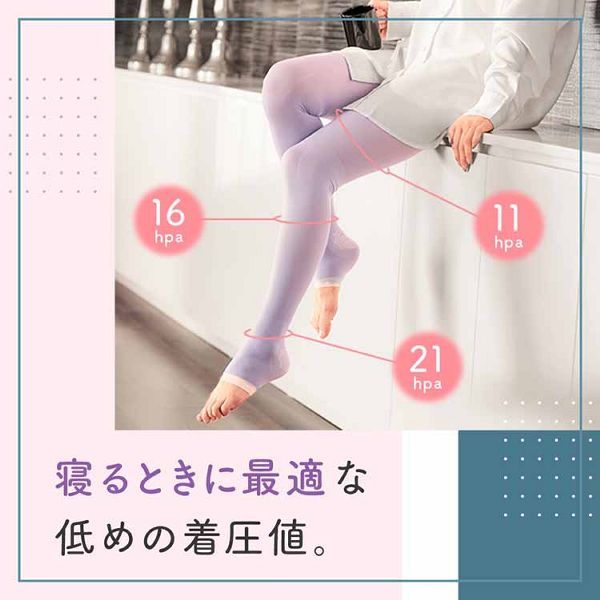 メディキュット 着圧 着圧タイツ 寝ながら 着圧ストッキング 2個セット］寝ながらメディキュットスパッツ L ラベンダー 着圧ソックス メディキュット レキットベンキーザー 就寝時 着圧 下半身 つま先なし むくみ フットケア 日本製 送料無料_1