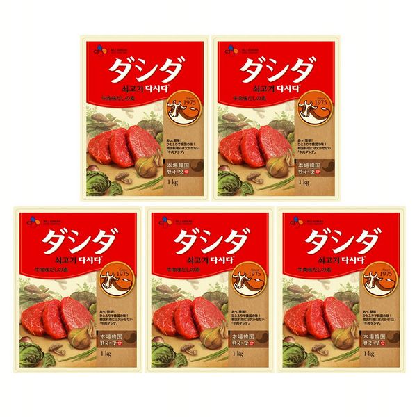 【5個】牛ダシダ 1kg ダシダ 韓国 本格 簡単韓国 CJ 牛 韓国だし 顆粒 粉末調味料 韓国料理 韓国食品 送料無料の通販は