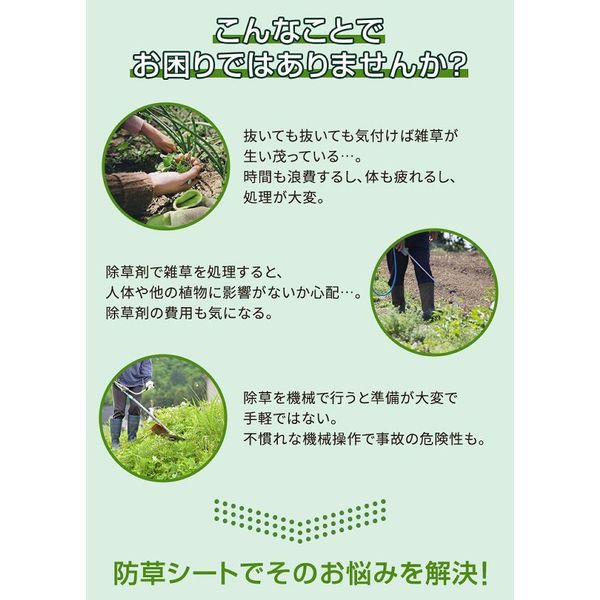 防草シート2枚組(Uピン杭40本＋黒丸40枚) ブラック 防草シート 砂利下