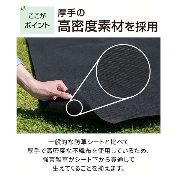防草シート2枚組(Uピン杭40本＋黒丸40枚) ブラック 防草シート 砂利下