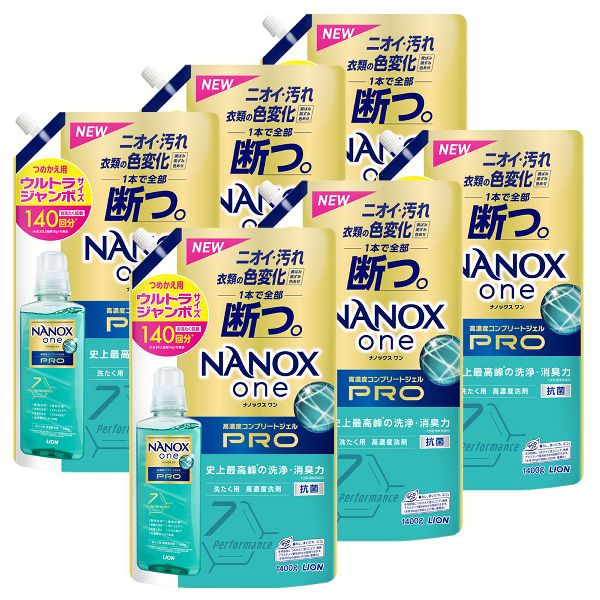 洗剤 ナノックス 洗濯洗剤 ナノックス NANOXone PRO つめかえ用 ウルトラジャンボ 1400g×6個セット ライオン トップ 衣料用洗剤 洗浄力 消臭力 nanox 洗濯洗剤 液体洗剤 色変化防止 臭い まとめ買い におい 汚れ 洗濯洗剤 詰め替え用 送料無料