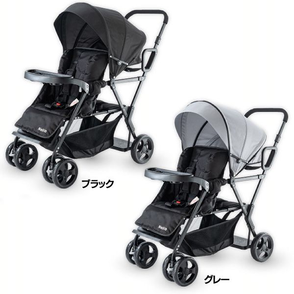 ベビーカー 2人連れ 軽量コンパクト Nebio アミティエＦ 81208 81209 全2色 兄弟・姉妹 前席4カ月〜 後席3歳頃〜 2人乗り お出かけ スリムサイズ リクライニング 折りたたみ CEマーク合格品 ネビオ 送料無料