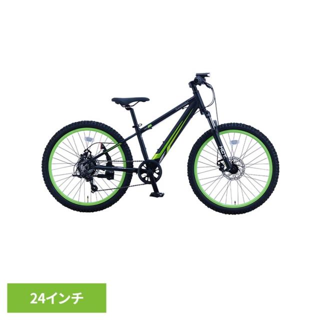 自転車 子供用 24インチ アルミ 【完成車】Kawasaki 24インチ ジュニアマウンテンバイク フラットブラック KASP247 [代引不可] 自転車 ジュニアサイクル 子供用 24インチ ブラック Kawasaki カワサキ ジュニアマウンテンバイク アルミ サスペンションフォーク 送料無料